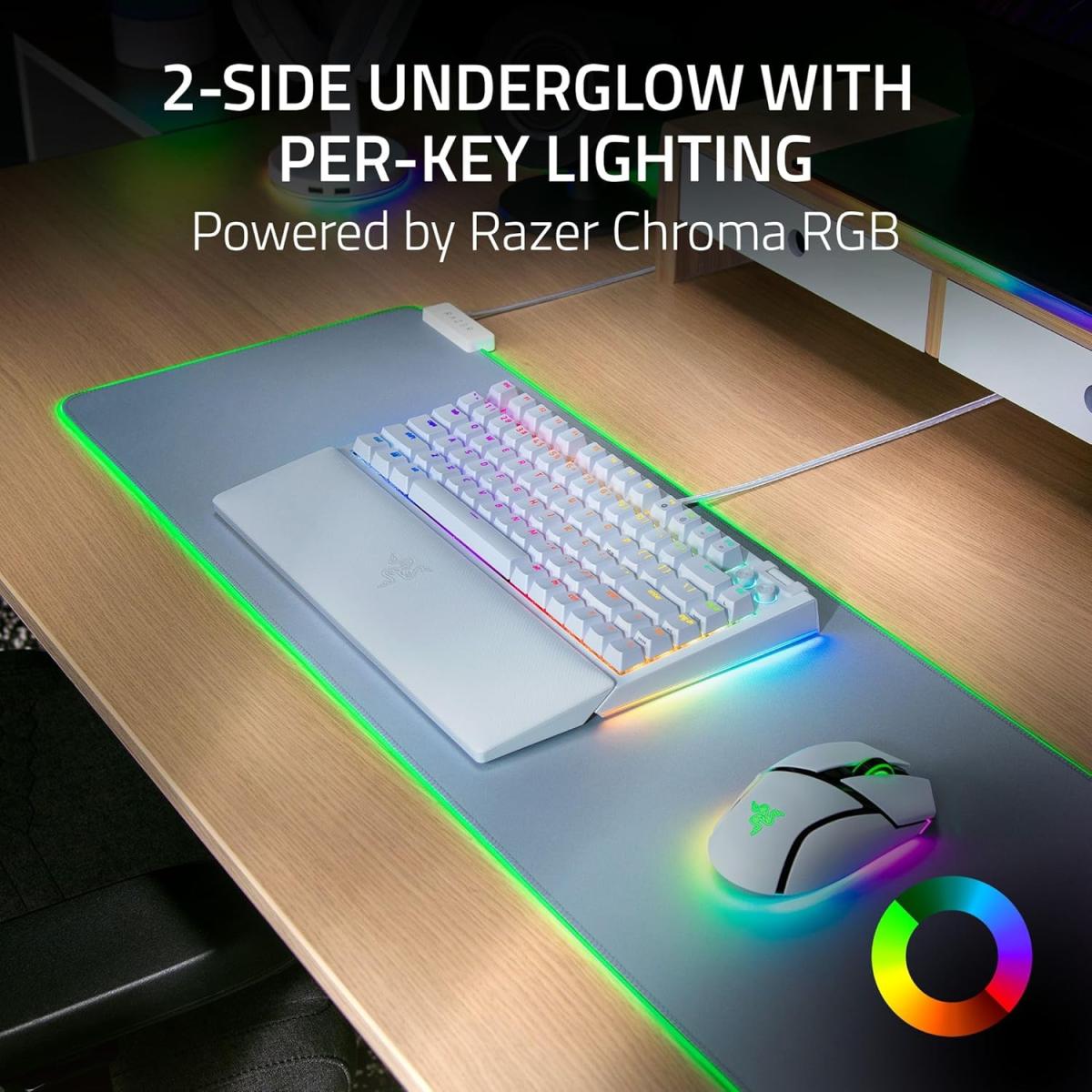 Razer BlackWidow V4 75% (Orange Tactile Switches / White Edition) Chroma RGB Compact Wired Mechanical Gaming Keyboard w/Roller & Media Keys, Hot Swappable Switches, Magnetic Wrist Rest