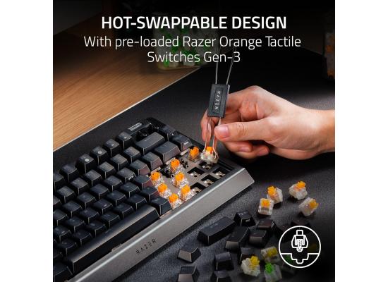 Razer BlackWidow V4 Pro 75% Wireless 2.4GHz + BT5.1 (Orange Tactile Switches / Black) Chroma RGB Compact Mechanical Gaming Keyboard w/ True 4KHz Speed & Oled Display, Hot Swappable Switches, Magnetic Wrist Rest