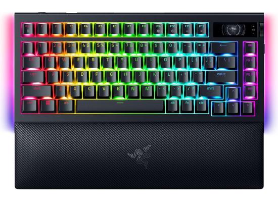 Razer BlackWidow V4 Pro 75% Wireless 2.4GHz + BT5.1 (Orange Tactile Switches / Black) Chroma RGB Compact Mechanical Gaming Keyboard w/ True 4KHz Speed & Oled Display, Hot Swappable Switches, Magnetic Wrist Rest 