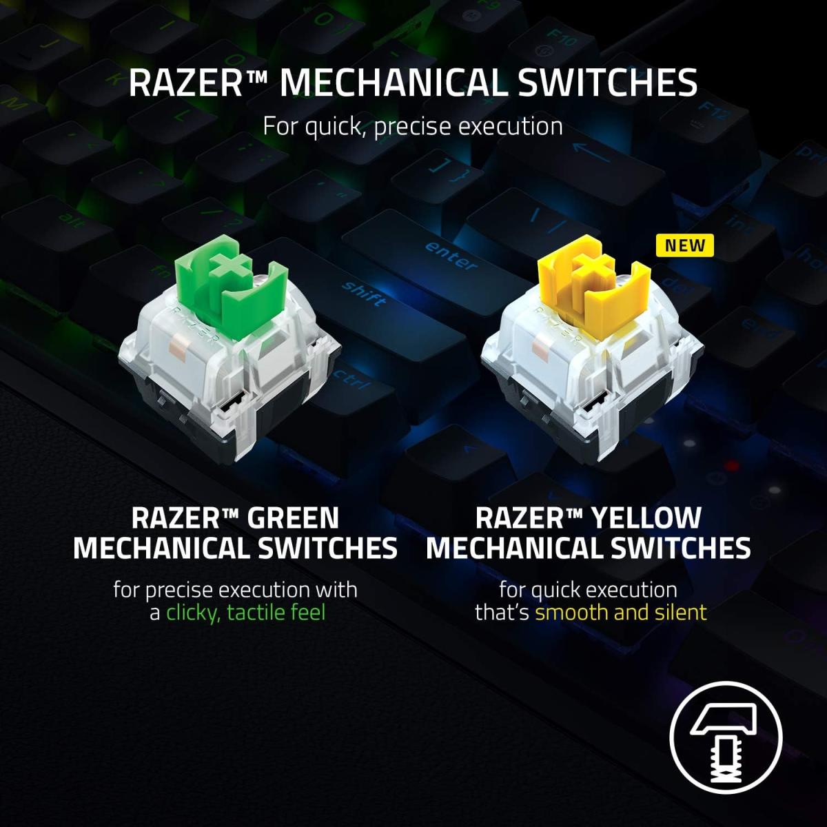 Razer BlackWidow V3 Mechanical Gaming Keyboard: Green Mechanical Switches Tactile & Clicky - Chroma RGB - Compact Form Factor - Programmable Macros - Snap Tap Razer BlackWidow V3 Mechanical Gaming Keyboard: Green Mechanical Switches Tactile & Clicky - Chroma RGB - Compact Form Factor - Programmable Macros - Snap Tap