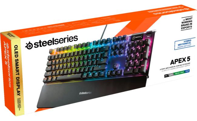 SteelSeries Apex 5 RGB LED Backlit Hybrid Mechanical Blue Switch - Keyboard