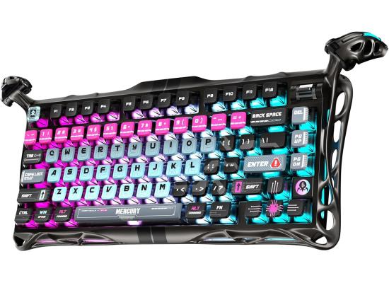 GravaStar Mercury V75 Pro HE Keyboard – 75% Layout Gaming Keyboard, Hall‑Effect Magnetic Switches, Only Wired, Hot‑Swappable, 8000 Hz Polling, Dual‑Zone RGB, Semi‑Aluminum Frame with Cyberpunk