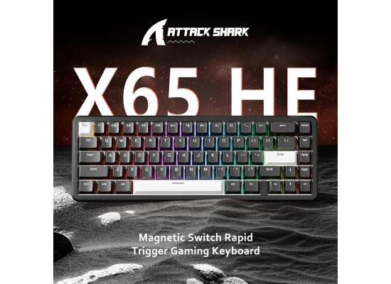 ATTACK SHARK X65 HE Wired Rapid Trigger Magnetic Switch 65% Mechanical Gaming Keyboard, Hall Effect Top Mounted RGB Hot Swap,Adjustable Actuation,8KHZ Polling Rate,PBT Keycaps for Win/Mac(Black)