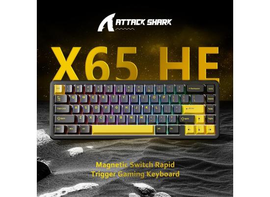 ATTACK SHARK X65 HE Wired Rapid Trigger Magnetic Switch 65% Mechanical Gaming Keyboard, Hall Effect Top Mounted RGB Hot Swap,Adjustable Actuation,8KHZ Polling Rate,PBT Keycaps for Win/Mac(Star Black)