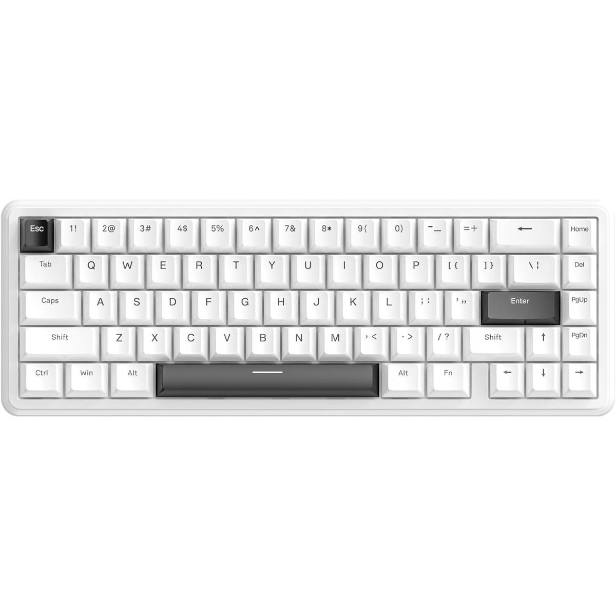 ATTACK SHARK X65 HE Wired Rapid Trigger Magnetic Switch 65% Mechanical Gaming Keyboard, Hall Effect Top Mounted RGB Hot Swap,Adjustable Actuation,8KHZ Polling Rate,PBT Keycaps for Win/Mac(White) (عربي)