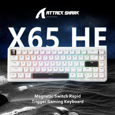 ATTACK SHARK X65 HE Wired Rapid Trigger Magnetic Switch 65% Mechanical Gaming Keyboard, Hall Effect Top Mounted RGB Hot Swap,Adjustable Actuation,8KHZ Polling Rate,PBT Keycaps for Win/Mac(White)
