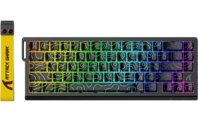 ATTACK SHARK X68 HE Rapid Trigger Mechanical Gaming Keyboard 60% Wired with Adjustable Actuation,Hall Effect Magnetic Switch,8KHz Polling Rate,RGB Backlit,Top Mount,Side Printed Keycap(Black Contour) ATTACK SHARK X68 HE Rapid Trigger Mechanical Gaming Keyboard 60% Wired with Adjustable Actuation,Hall Effect Magnetic Switch,8KHz Polling Rate,RGB Backlit,Top Mount,Side Printed Keycap(Black Contour)