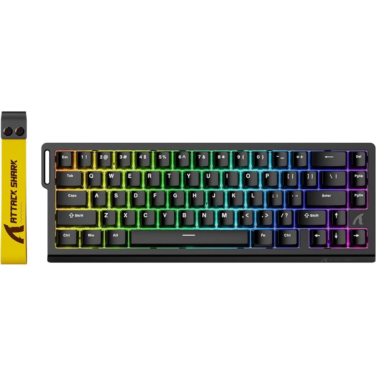 ATTACK SHARK X68 HE Rapid Trigger Mechanical Gaming Keyboard 60% Wired TKL with Adjustable Actuation,Hall Effect Magnetic Switch,8KHz Polling Rate,RGB Backlit,Top Mount for PC Mac Esport Gamer(Black) (عربي)