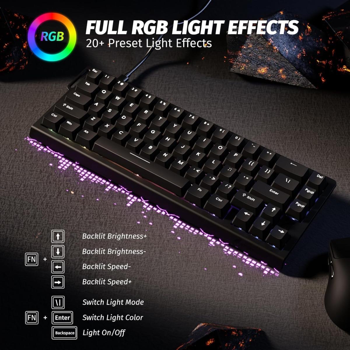 ATTACK SHARK X68 HE Rapid Trigger Mechanical Gaming Keyboard 60% Wired TKL with Adjustable Actuation,Hall Effect Magnetic Switch,8KHz Polling Rate,RGB Backlit,Top Mount for PC Mac Esport Gamer(Black) (عربي) ATTACK SHARK X68 HE Rapid Trigger Mechanical Gaming Keyboard 60% Wired TKL with Adjustable Actuation,Hall Effect Magnetic Switch,8KHz Polling Rate,RGB Backlit,Top Mount for PC Mac Esport Gamer(Black) (عربي)
