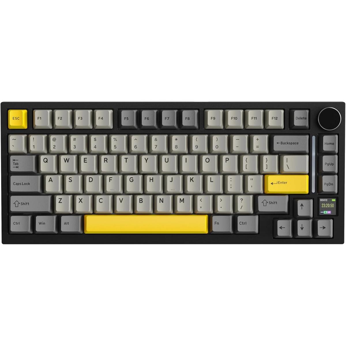 ATTACK SHARK X820 Ultra 75% Wireless Gaming Mechanical Keyboard Hot-Swappable Gasket Mount RGB Backlit BT/2.4G/Wired Custom Keyboard with Smart TFT Display&Knob QMK Driver-Star Black&Gift Switch (عربي)