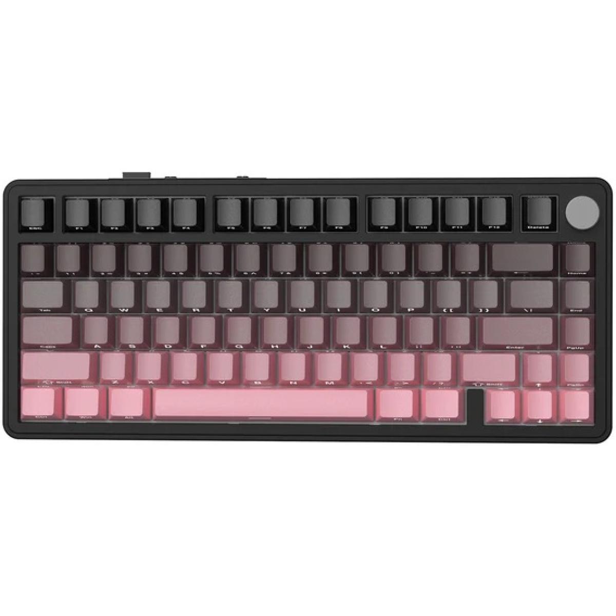 ATTACK SHARK X85 Wireless Mechanical Gaming Keyboard with Knob,Hot Swap,BT/2.4GHz/USB-C,Side Print PBT Keycaps,Gasket,RGB,Coiled Cable,Linear White Jade Switch for Win/PC/MAC, (BlackBerry)
