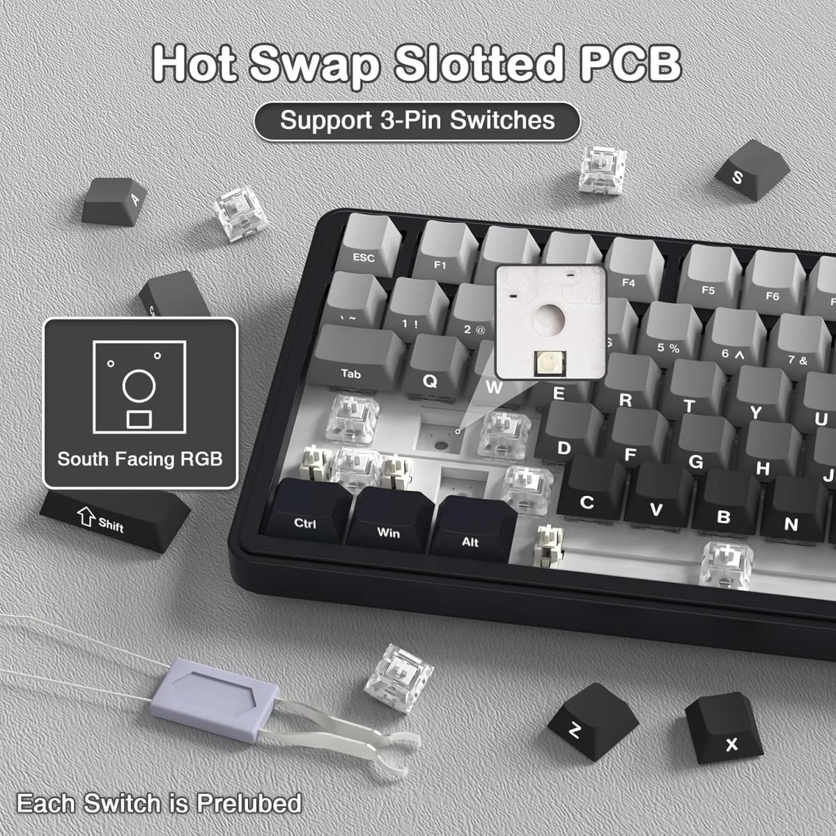 ATTACK SHARK X85 Wireless Mechanical Gaming Keyboard with Knob Hot Swappable BT/2.4GHz/USB-C Side Print PBT Keycaps 75% Gasket Keyboard RGB Coiled Cable Linear White Jade Switch for PC/MAC/Win,(Gradient Black) ATTACK SHARK X85 Wireless Mechanical Gaming Keyboard with Knob Hot Swappable BT/2.4GHz/USB-C Side Print PBT Keycaps 75% Gasket Keyboard RGB Coiled Cable Linear White Jade Switch for PC/MAC/Win,(Gradient Black)