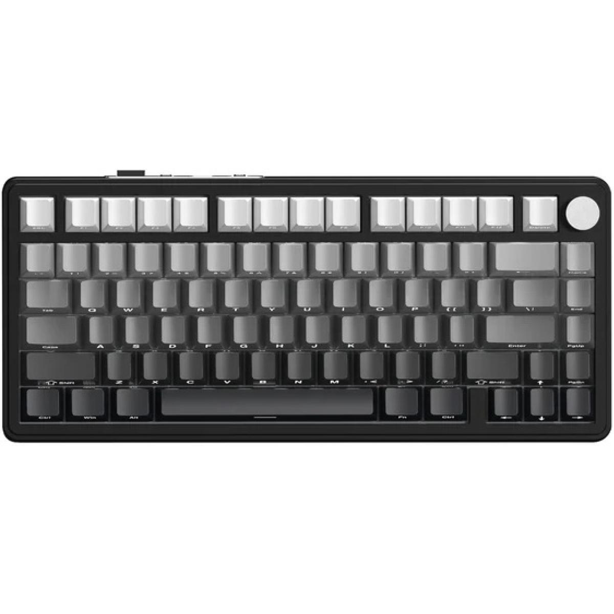 ATTACK SHARK X85 Wireless Mechanical Gaming Keyboard with Knob Hot Swappable BT/2.4GHz/USB-C Side Print PBT Keycaps 75% Gasket Keyboard RGB Coiled Cable Linear White Jade Switch for PC/MAC/Win,(Gradient Black)
