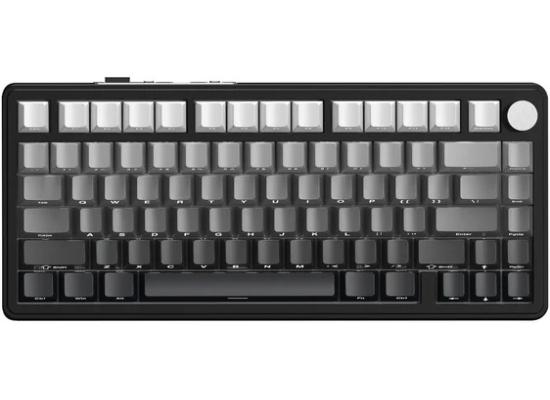 ATTACK SHARK X85 Wireless Mechanical Gaming Keyboard with Knob Hot Swappable BT/2.4GHz/USB-C Side Print PBT Keycaps 75% Gasket Keyboard RGB Coiled Cable Linear White Jade Switch for PC/MAC/Win,(Gradient Black)