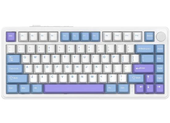 ATTACK SHARK X85 Wireless Gaming Keyboard with Knob Hot Swappable 75% Mechanical Keyboard Bluetooth/2.4GHz/USB-C PBT Keycaps Gasket RGB Coiled Cable Linear White Jade Switch Custom for Win/PC/MAC, (White Purple)