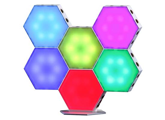 Hexagonal RGB MultiColor Wall Led Light, Usb Power Supply, App Controlled, (6 Tiles)