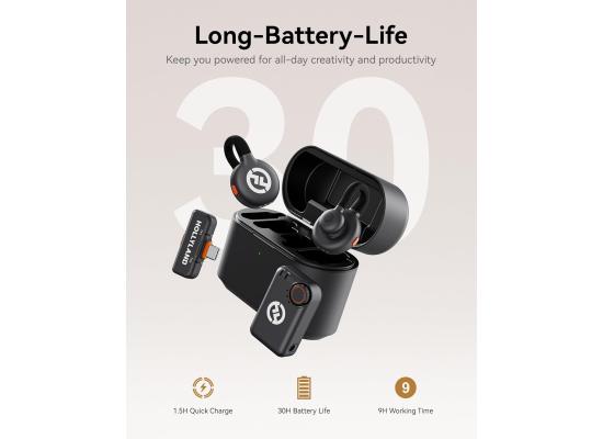 Hollyland Lark M2S Combo (Camera RX+USB-C RX+ Lightning Cable) Wireless Microphone for iPhone/Camera/Android/PC, Titanium Clip, Noise Cancelling, 30H Use, Vlog, Interview, Content Creation