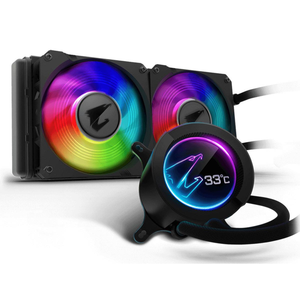 AORUS LIQUID COOLER 240, All-in-one Liquid Cooler with Circular LCD Display, RGB Fusion 2.0