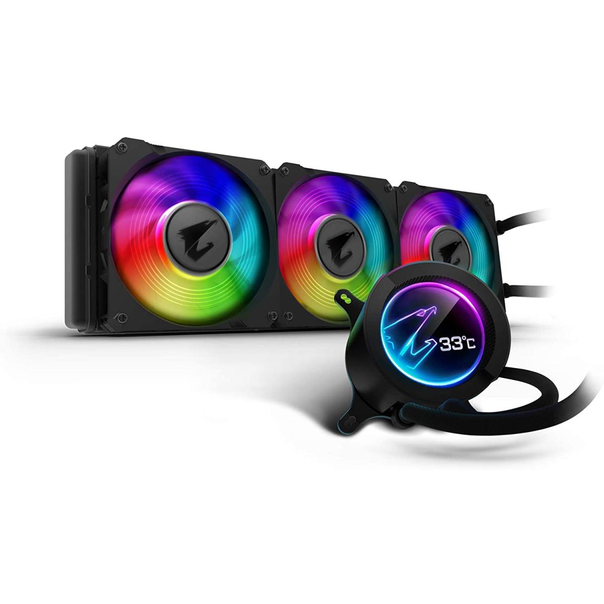 AORUS LIQUID COOLER 360, All-in-one Liquid Cooler with Circular LCD Display, RGB Fusion 2.0
