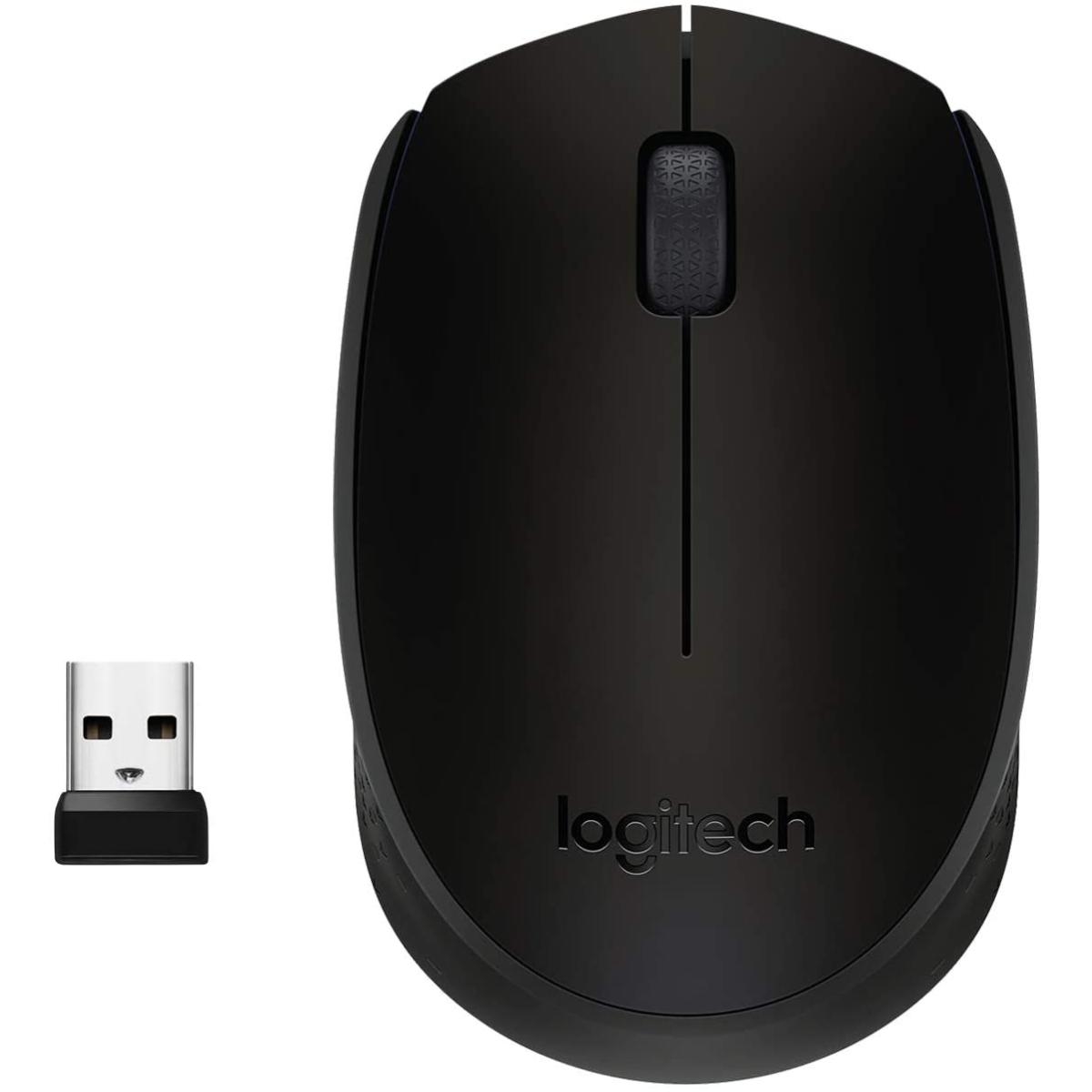 Logitech M170 Wireless Mouse, 2.4 GHz with USB Mini Receiver, Optical Tracking, 12-Months Battery Life - Black