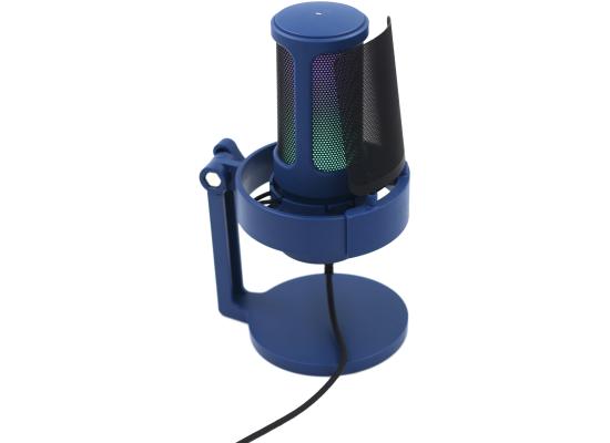 Fifine Ampligame A8W Usb Mic With Controllable Rgb, Live Monitoring, Input Dial, Pop Filter For Streaming (Blue)