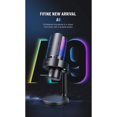 FIFINE AMPLIGAME A9 USB RGB Gaming Microphone - Black