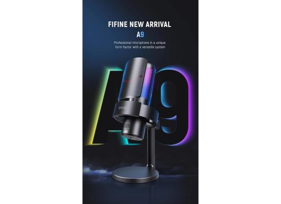 FIFINE AMPLIGAME A9 USB RGB Gaming Microphone - Black