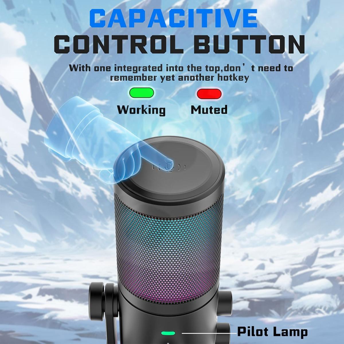 Fifine Ampligame AM6W Condenser Mic With Game/chat Mix, Noise Suppression, Monitoring, I/o Level & Rgb Controls (White)