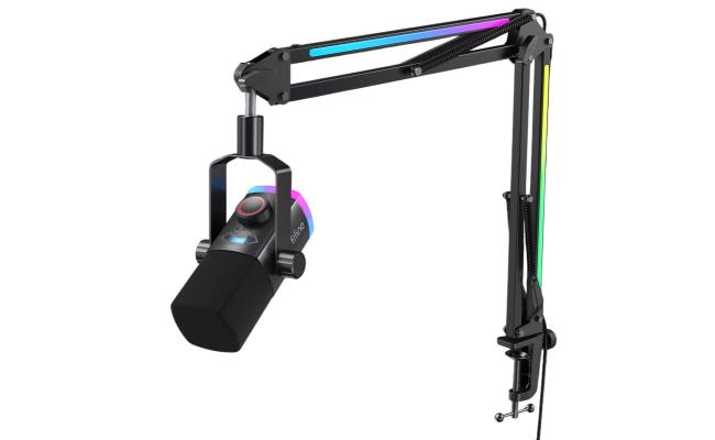 FIFINE AmpliGame AM8PROT USB/XLR Dynamic Microphone Kit with RGB Boom Arm Stand - Black FIFINE AmpliGame AM8PROT USB/XLR Dynamic Microphone Kit with RGB Boom Arm Stand - Black