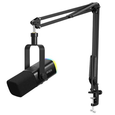 FIFINE AmpliGame AM8T USB/XLR Dynamic Microphone Kit with Boom Arm Stand - Black.