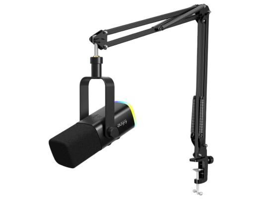 FIFINE AmpliGame AM8T USB/XLR Dynamic Microphone Kit with Boom Arm Stand - Black.
