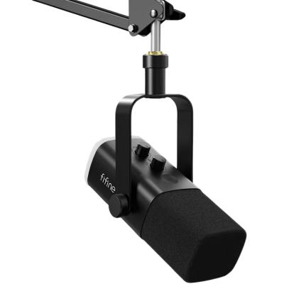 FIFINE AmpliGame AM8T USB/XLR Dynamic Microphone Kit with Boom Arm Stand - Black.