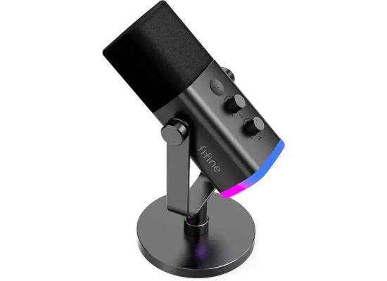Fifine Ampligame AM8 Rgb Usb/xlr Dynamic Mic With Touch-mute, I/o Controls, Live Monitoring For Streaming