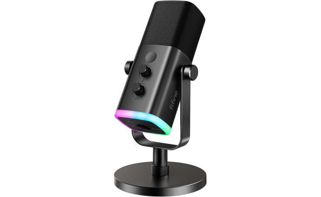 Fifine Ampligame AM8 Rgb Usb/xlr Dynamic Mic With Touch-mute, I/o Controls, Live Monitoring For Streaming