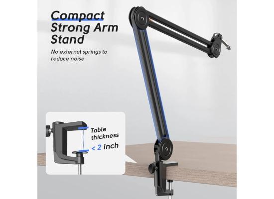 FIFINE BM63 Microphone Boom Arm Stand, With built-in cable management - Black.