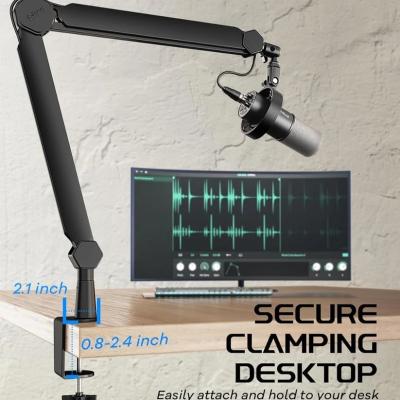 FIFINE BM66 Microphone Boom Arm Stand, Mics For Streaming, Podcasting - Black.