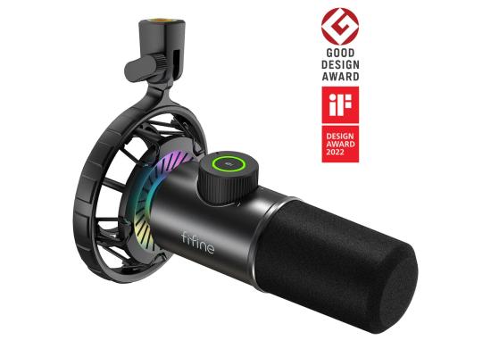 FIFINE K658 USB Dynamic Cardioid Microphone with A Live Monitoring, Gain Control, Mute Button