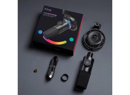 FIFINE K658 USB Dynamic Cardioid Microphone with A Live Monitoring, Gain Control, Mute Button