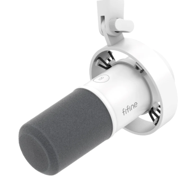 FIFINE K688 USB/XLR Dynamic Mic with Shock Mount, Touch-Mute, Headphone Jack, I/O Controls for Podcasting - Black