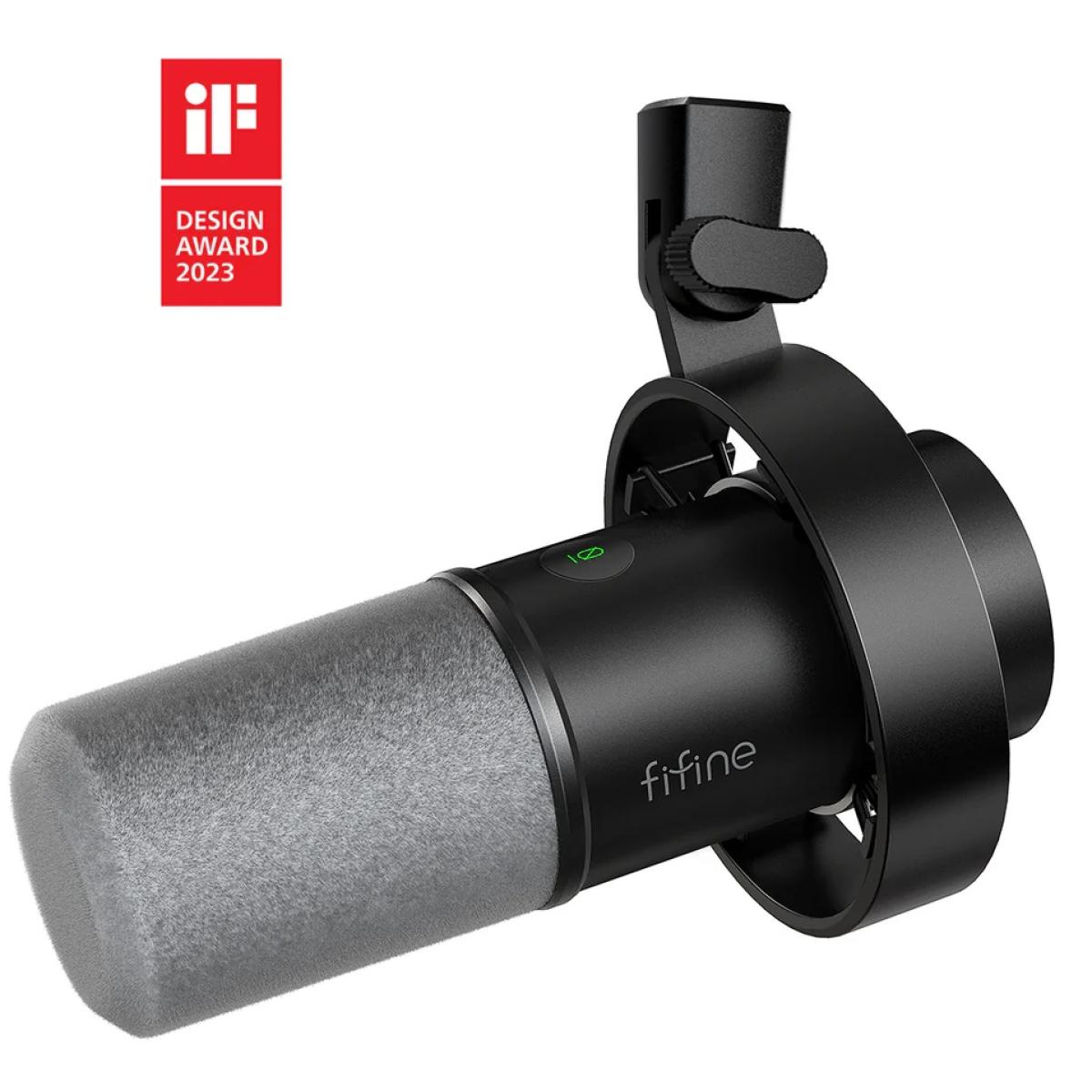 FIFINE K688 USB/XLR Dynamic Mic with Shock Mount, Touch-Mute, Headphone Jack, I/O Controls for Podcasting