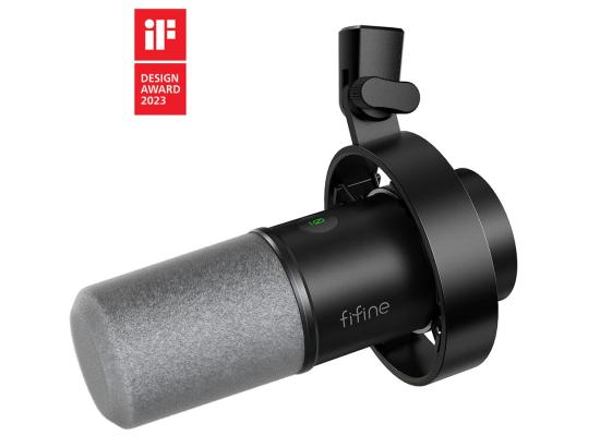 FIFINE K688 USB/XLR Dynamic Mic with Shock Mount, Touch-Mute, Headphone Jack, I/O Controls for Podcasting