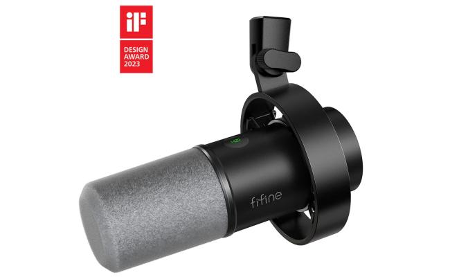 FIFINE K688 USB/XLR Dynamic Mic with Shock Mount, Touch-Mute, Headphone Jack, I/O Controls for Podcasting