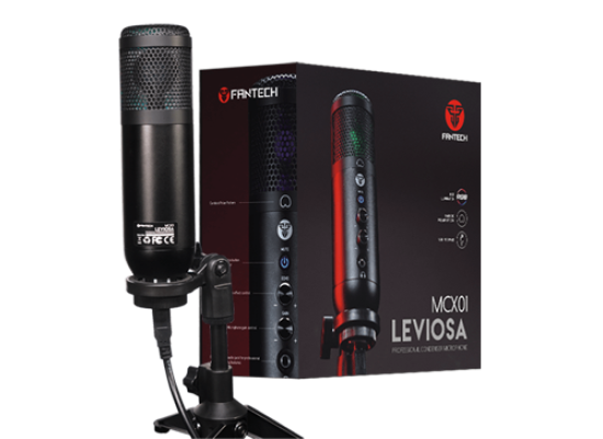 FANTECH LEVIOSA MCX01 Professional Condenser RGB STREAMING USB Microphone Cardioid Polar Pattern Easy Adjustable Tripod