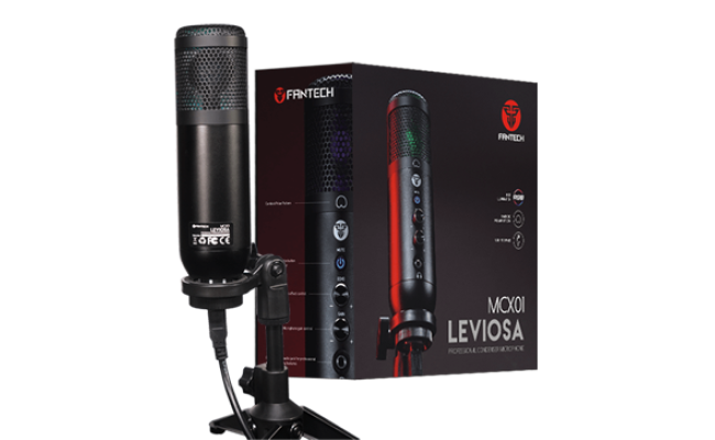 FANTECH LEVIOSA MCX01 Professional Condenser RGB STREAMING USB Microphone Cardioid Polar Pattern Easy Adjustable Tripod