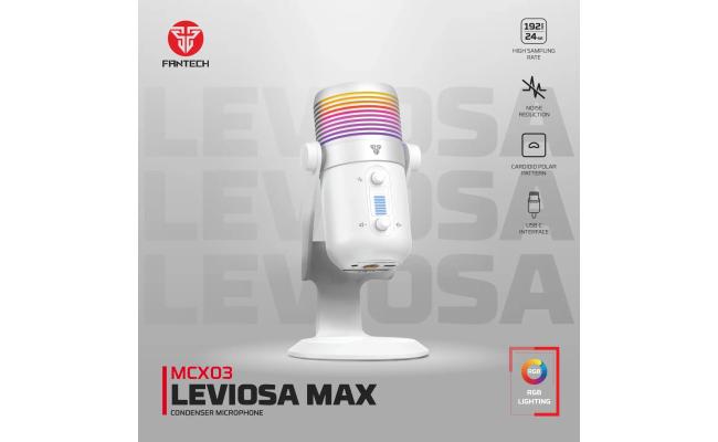 FANTECH LEVIOSA MCX03 Professional Condenser RGB STREAMING USB Microphone Cardioid Polar Pattern w/ One Touch To Mute Button & Noise Redduction Button