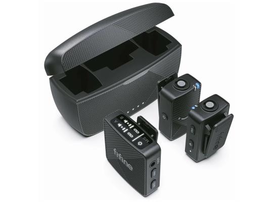 FIFINE M9 Dual Wireless Lav Microphones System Included Charging Case, Three Adapter Cables For Android, iPhone, Camera, PC