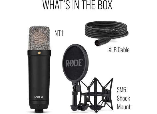 RØDE NT1 Signature Series Condenser Microphone with SM6 Shockmount and Pop Filter - Black