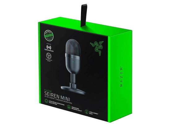 Razer Seiren Mini USB Ultra Compact Condenser Professional Recording Microphone Supercardioid Pickup Pattern, Built-in Shockmount, Plug & Play - For PC (Black)