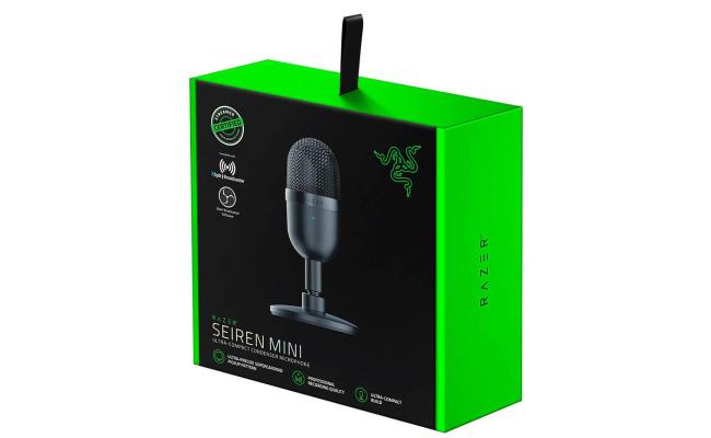 Razer Seiren Mini USB Ultra Compact Condenser Professional Recording Microphone Supercardioid Pickup Pattern, Built-in Shockmount, Plug & Play - For PC (Black)