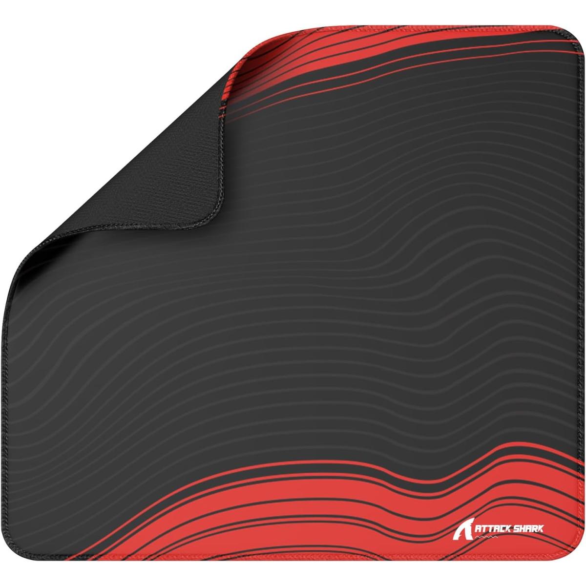 ATTACK SHARK CM02 Gaming Mouse Pad Esports Speed Large Mouse mats for Desk Waterproof Surface Stitched Edges and Anti-Slip Rubber Base Size XL Laminate 17.72” x 15.75” x 0.16” Black/Red